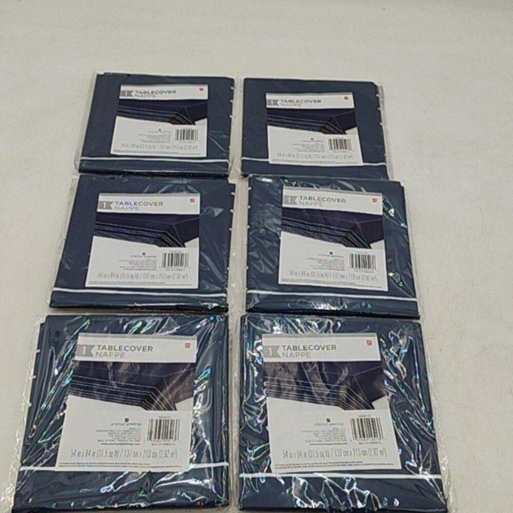 American Greetings Blue Striped Plastic Tablecover 54 x 84" Party Decor Lot of 6